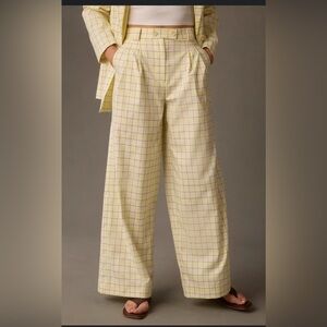 Anthropologie Stella Nova Eline My Sweet Yellow Plaid Wide Lee Women Size 4 NEW
